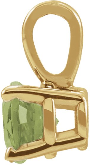 14K Gold Round Natural Peridot Birthstone Necklace or Pendant - Yellow Gold - view 2
