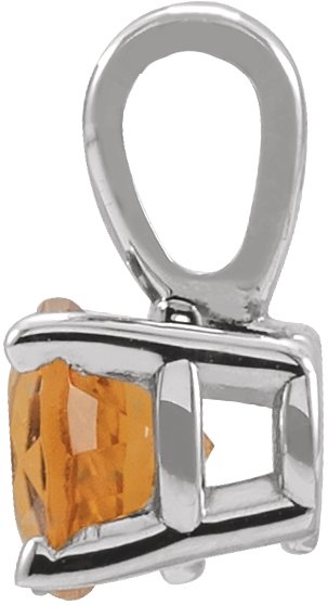 Platinum Round Natural Citrine Birthstone Necklace or Pendant - view 2