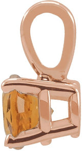 14K Gold Round Natural Citrine Birthstone Necklace or Pendant - Rose Gold - view 2