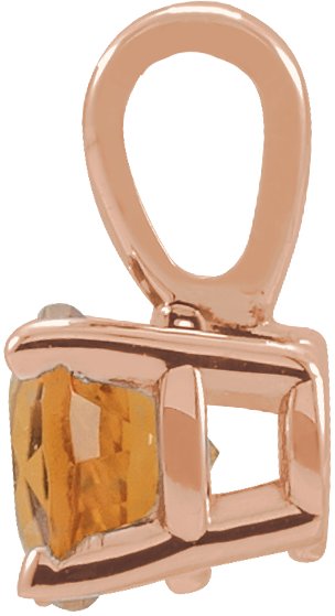 14K Gold Round Natural Citrine Birthstone Necklace or Pendant - Rose Gold - view 2
