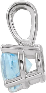 Platinum Round Natural Blue Zircon Birthstone Necklace or Pendant - view 2