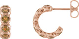 14K Gold Round Natural Citrine Accented Hoop Earrings - Rose Gold