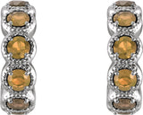 14K Gold Round Natural Citrine Accented Hoop Earrings - White Gold - view 2