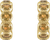 14K Gold Round Natural Citrine Accented Hoop Earrings - Yellow Gold - view 2