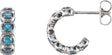 14K Gold Round Natural Blue Zircon Accented Hoop Earrings - White Gold