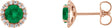 14K Gold Natural Emerald Round 4-Prong Halo-Style Earrings – 3-5.5mm Stones - Rose Gold