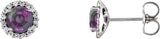 Platinum Lab-Grown Alexandrite Round 4-Prong Halo-Style Earrings – 3-6mm Stones