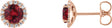 14K Gold Natural Ruby Round 4-Prong Halo-Style Earrings – 3-5.5mm Stones - Rose Gold