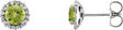 Platinum Natural Peridot Round 4-Prong Halo-Style Earrings – 3-6mm Stones