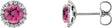 Platinum Natural Pink Tourmaline Round 4-Prong Halo-Style Earrings – 3-6mm Stones