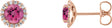 14K Gold Natural Pink Tourmaline Round 4-Prong Halo-Style Earrings – 3-6mm Stones - Rose Gold