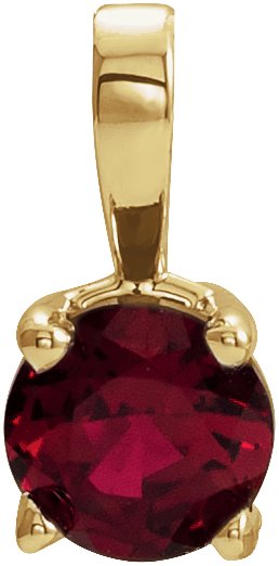 14K Gold Round Lab-Grown Ruby Birthstone Necklace or Pendant - Yellow Gold