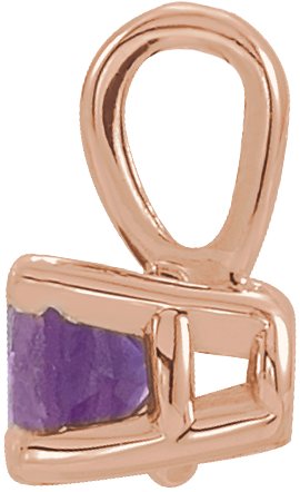 14K Gold Round Natural Amethyst Birthstone Necklace or Pendant - Rose Gold - view 2