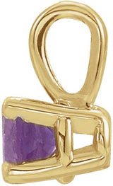 14K Gold Round Natural Amethyst Birthstone Necklace or Pendant - Yellow Gold - view 2