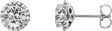 Platinum Natural Diamond Round 4-Prong Halo-Style Earrings – 3-5.5mm Stones