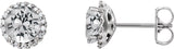 Platinum Natural Diamond Round 4-Prong Halo-Style Earrings – 3-5.5mm Stones