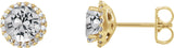 14K Gold Natural Diamond Round 4-Prong Halo-Style Earrings – 3-5.5mm Stones - Yellow Gold