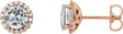 14K Gold Natural Diamond Round 4-Prong Halo-Style Earrings – 3-5.5mm Stones - Rose Gold