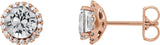 14K Gold Natural Diamond Round 4-Prong Halo-Style Earrings – 3-5.5mm Stones - Rose Gold
