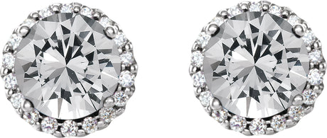 Platinum Natural Diamond Round 4-Prong Halo-Style Earrings – 3-5.5mm Stones - view 2