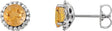 Platinum Natural Citrine Round 4-Prong Halo-Style Earrings – 3-6mm Stones