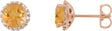 14K Gold Natural Citrine Round 4-Prong Halo-Style Earrings – 3-6mm Stones - Rose Gold