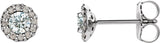 14K Gold Natural Diamond Round 4-Prong Halo-Style Earrings – 3-5.5mm Stones - White Gold