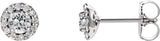 14K Gold Natural White Sapphire Round 4-Prong Halo-Style Earrings – 3-6mm Stones - White Gold