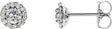 Platinum Natural White Sapphire Round 4-Prong Halo-Style Earrings – 3-6mm Stones