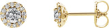 14K Gold Natural White Sapphire Round 4-Prong Halo-Style Earrings – 3-6mm Stones - Yellow Gold