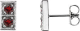 Platinum Round Natural Mozambique Garnet Two-Stone Earrings