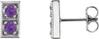 14K Gold Round Natural Amethyst Two-Stone Earrings - White Gold