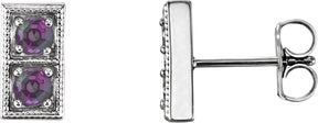 Platinum Round Lab-Grown Alexandrite Two-Stone Earrings