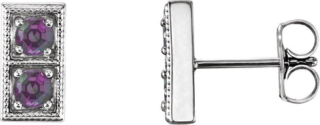 Platinum Round Lab-Grown Alexandrite Two-Stone Earrings