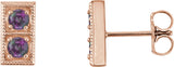 14K Gold Round Lab-Grown Alexandrite Two-Stone Earrings - Rose Gold