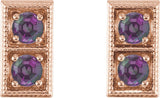 14K Gold Round Lab-Grown Alexandrite Two-Stone Earrings - Rose Gold - view 2