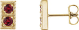14K Gold Round Natural Ruby Two-Stone Earrings - Yellow Gold