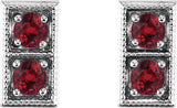Platinum Round Natural Ruby Two-Stone Earrings - view 2