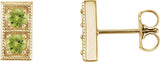 14K Gold Round Natural Peridot Two-Stone Earrings - Yellow Gold