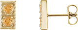 14K Gold Round Natural Citrine Two-Stone Earrings - Yellow Gold