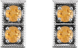 Platinum Round Natural Citrine Two-Stone Earrings - view 2