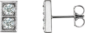 Platinum Round Natural Diamond Two-Stone Earrings
