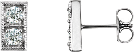 Platinum Round Natural Diamond Two-Stone Earrings