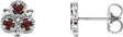 14K Gold Round Natural Mozambique Garnet Three-Stone Earrings - White Gold