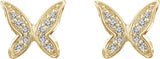 14K Gold Round Natural Diamond Youth Butterfly Earrings - Yellow Gold - view 2