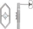 Platinum Square Natural Diamond Geometric Earrings