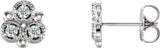 Platinum Round Natural Diamond Three-Stone Earrings