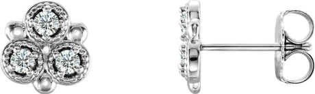 Platinum Round Natural Diamond Three-Stone Earrings