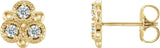 14K Gold Round Natural Diamond Three-Stone Earrings - Yellow Gold