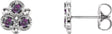 14K Gold Round Natural Alexandrite Three-Stone Earrings - White Gold